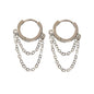 Silver Chain Circle Statement Round Hoop Earrings Women Teens Punk Jewelry Gift-0