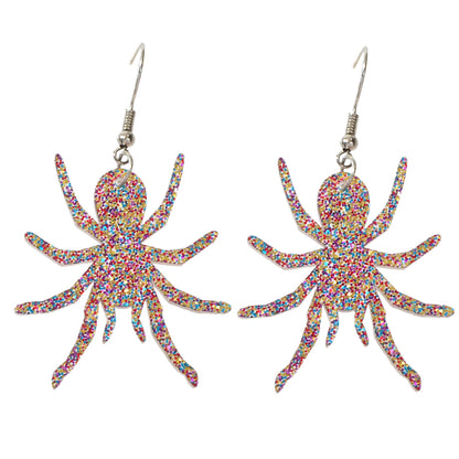 Statement Shining Multi-colored Acrylic Big Spider Dangle Punk Women Earrings-1
