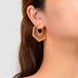 Golden Hollow Geometric Metal Hoop Stud Earrings for Women Fashion Jewelry-0