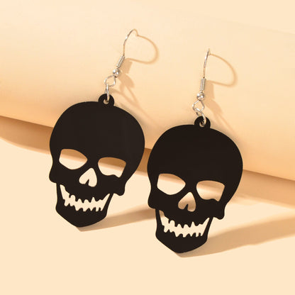 Halloween Jewelry Personality Street Style Black Skull Pendant Earrings for party-1