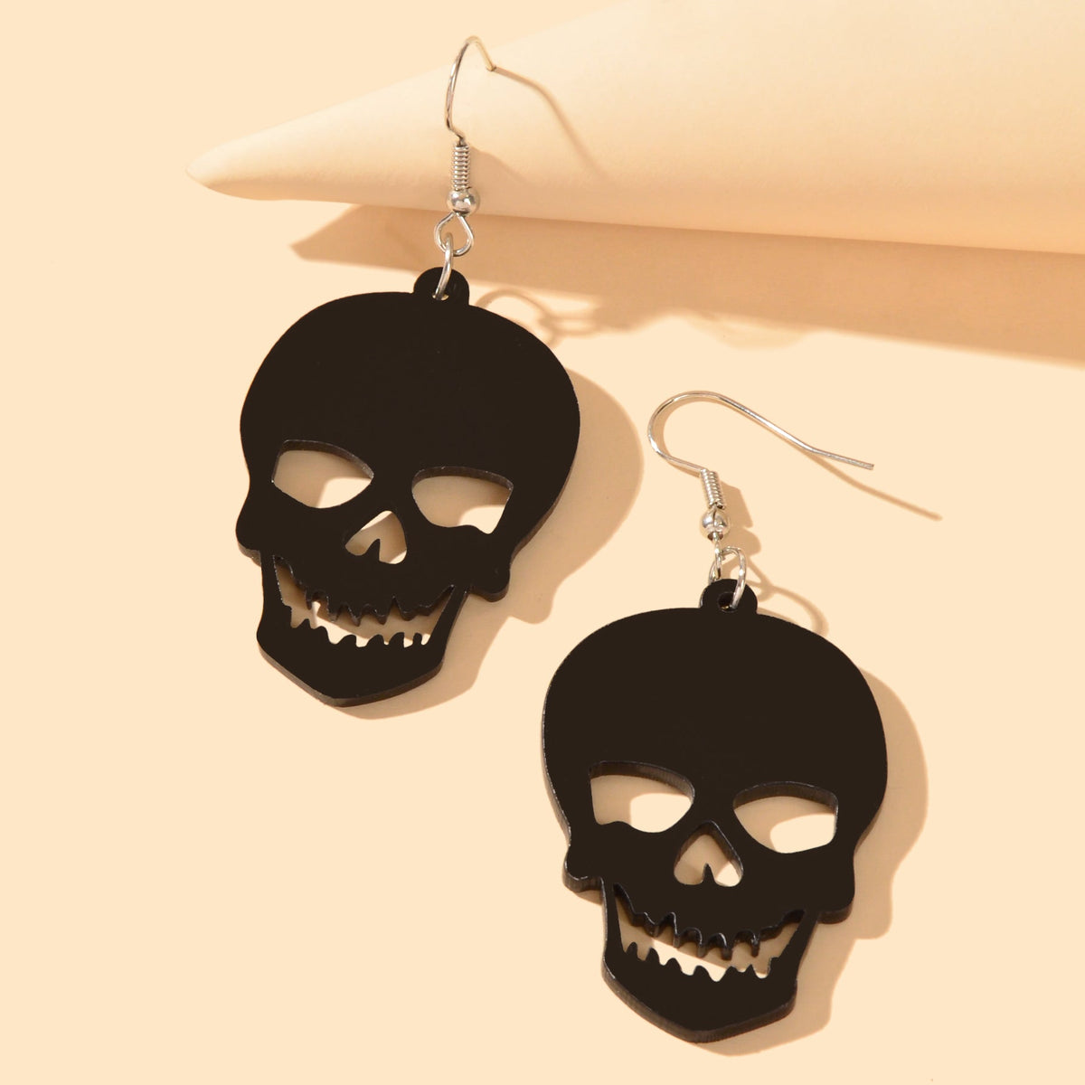 Halloween Jewelry Personality Street Style Black Skull Pendant Earrings for party-2
