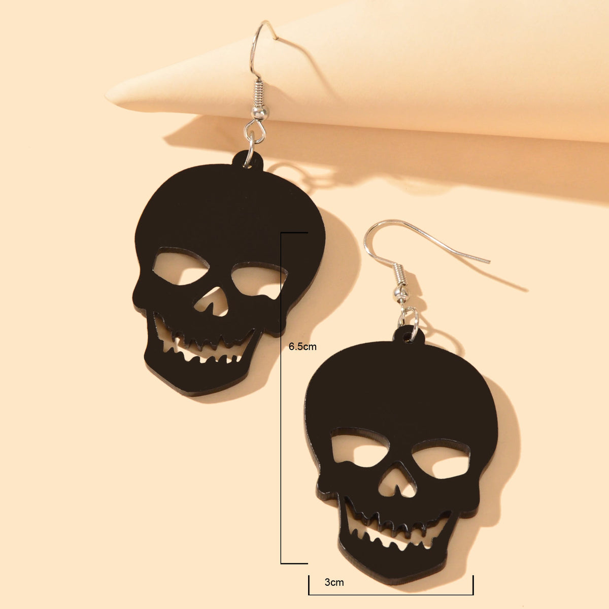 Halloween Jewelry Personality Street Style Black Skull Pendant Earrings for party-3