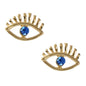 Blue Hotpink Rhinestone Decor Eye Shape Stud Earrings Women Girls Dainty Gifts-4