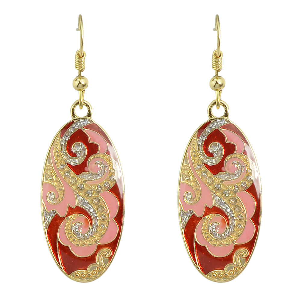 Traditional Indian Ethnic Jewellery Rhinestone Oval Dangle Bohemian Earrings-5