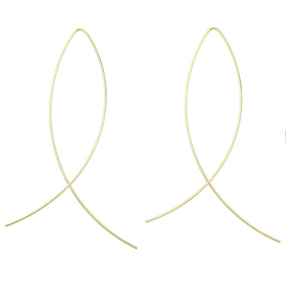 Statement Gold Silver Black Metal Cross Minimalist Hoop Earrings for Women Party-4
