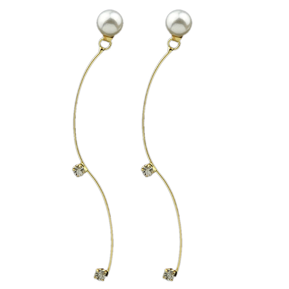 Classics Faux Zircon Pearl Gold Silver Metal S Earrings Ear Jacket Accessories-4