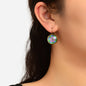 National Style Jewelry Vintage Antique Flower Pattern Round Ethnic Hoop Earrings-0