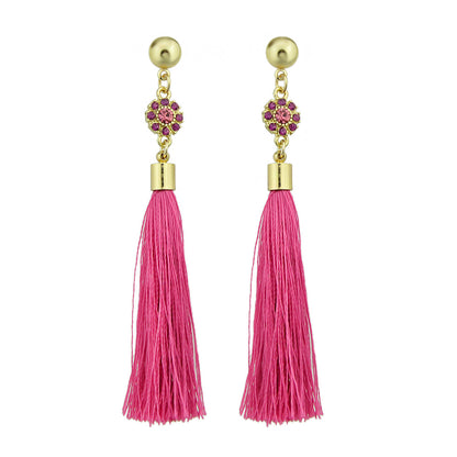 Ethnic Traditional Jewellery Rhinestone Flower Tassel Long Dangle Earrings Gift-4