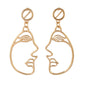 Geometric Punk Gold Metal Face Shape Minimalist Statement Dangle Earrings Party-0