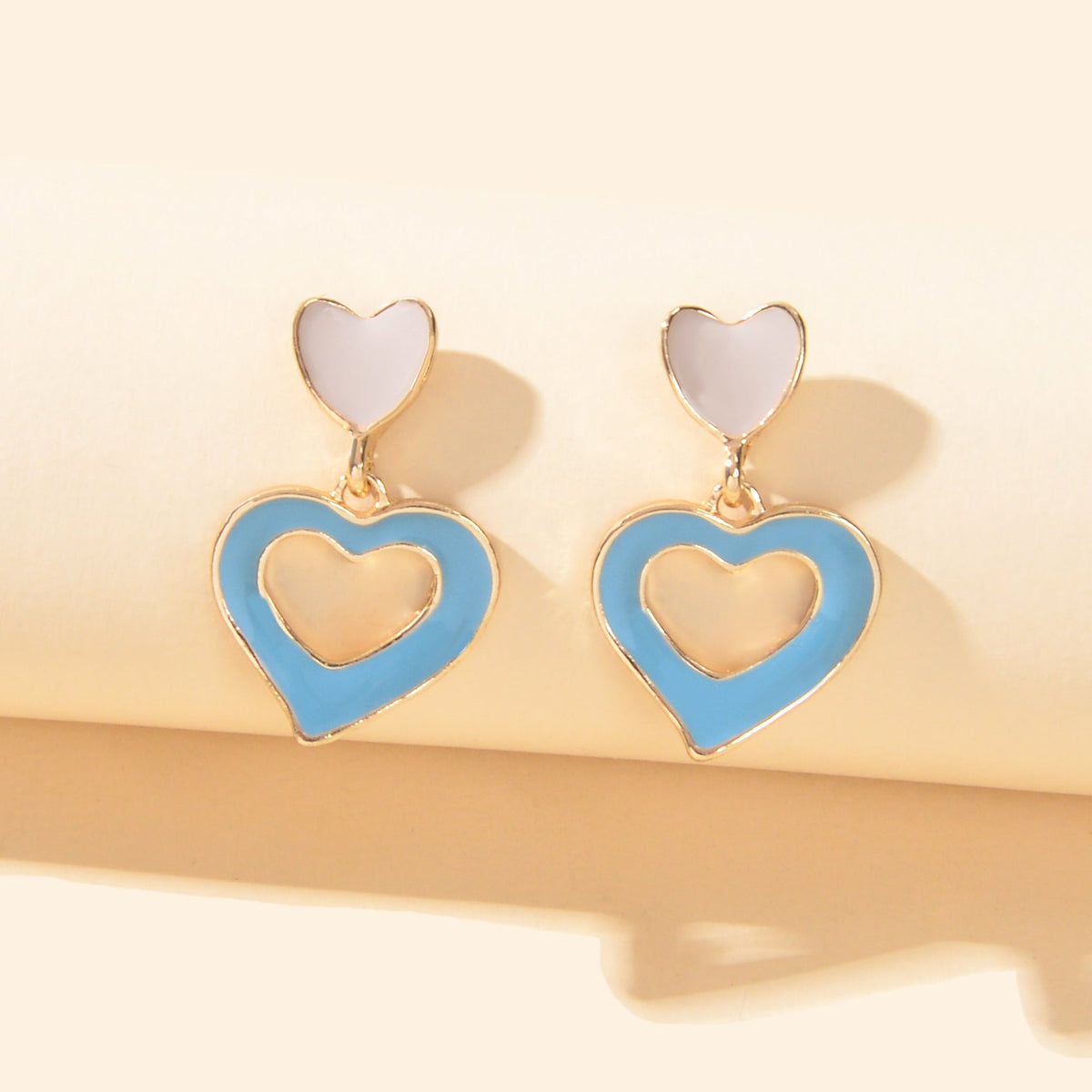 Female Jewellery Blue Enamel Love Heart Drop Earrings Party Decoration for Women-1