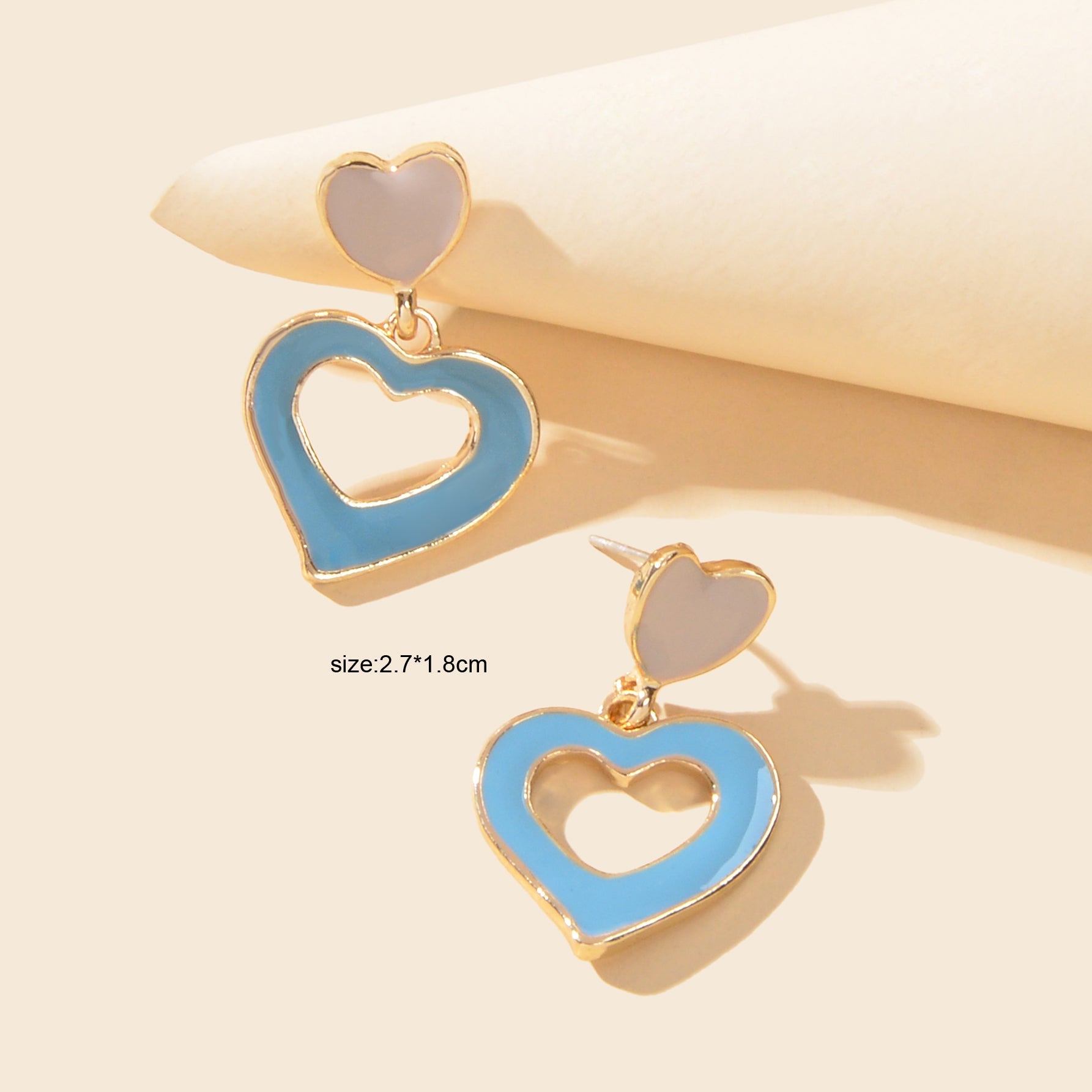 Female Jewellery Blue Enamel Love Heart Drop Earrings Party Decoration for Women-3