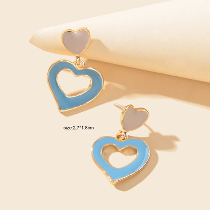 Female Jewellery Blue Enamel Love Heart Drop Earrings Party Decoration for Women-3