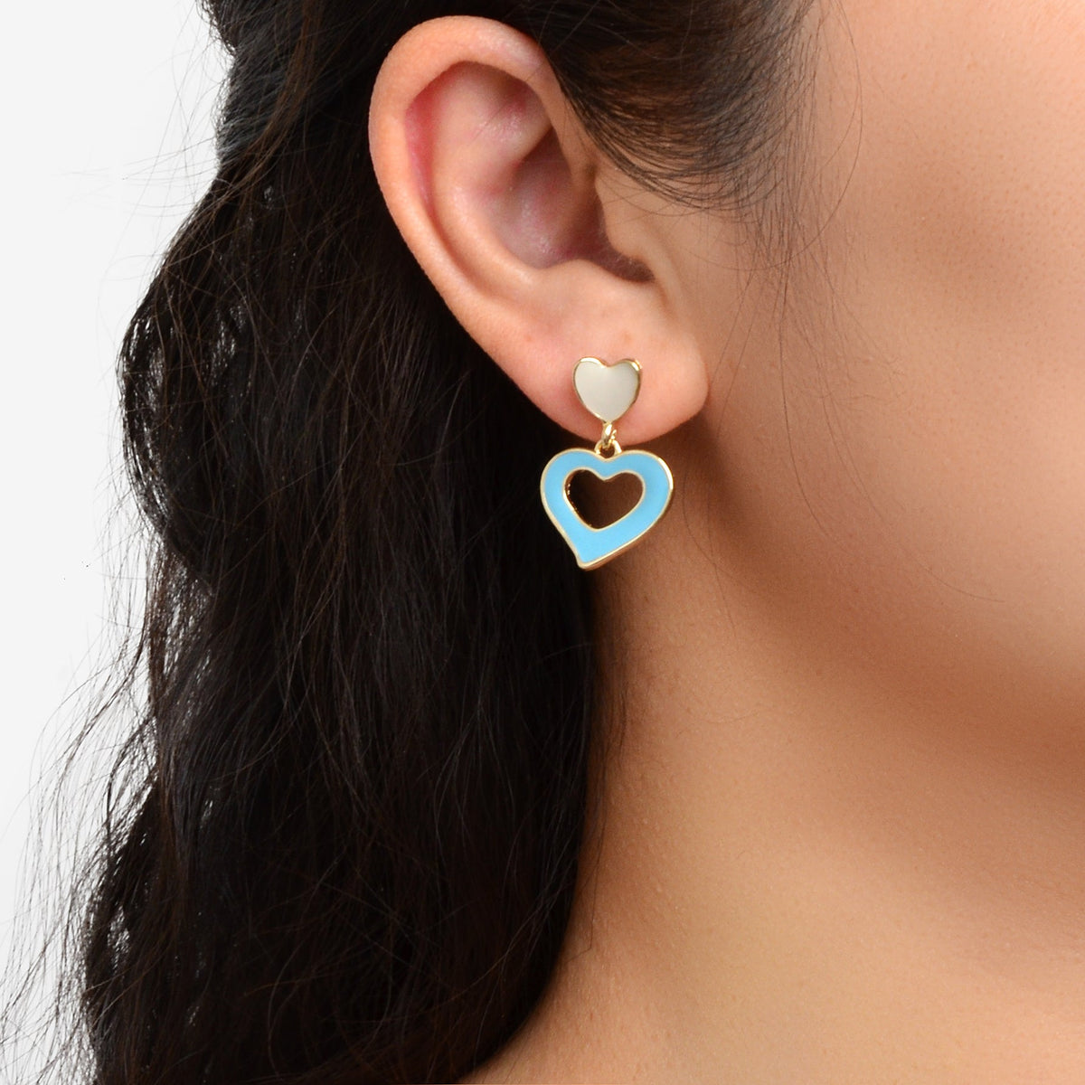 Female Jewellery Blue Enamel Love Heart Drop Earrings Party Decoration for Women-0