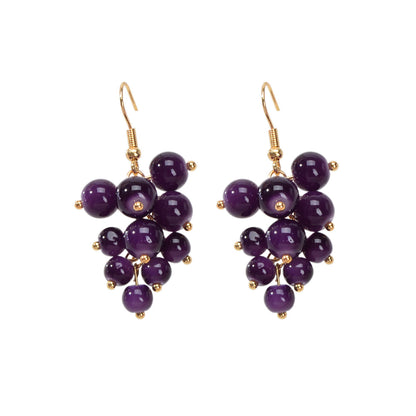 Drop Dangle Handmade Grape Cluster Earrings Colorful Cute Fruit Hook Eardrop-5