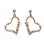Good Quality Rhinestone Flower Gold Heart Drop Earrings Girl Fashion Accessories-6
