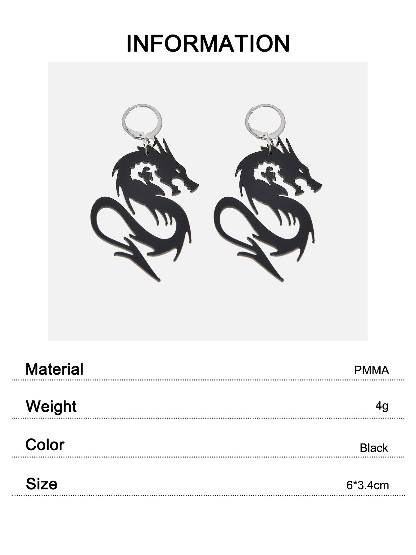 Halloween Acrylic Dragon Dangle Hoop Earring Gothic Spooky Party Cosplay Jewelry-4