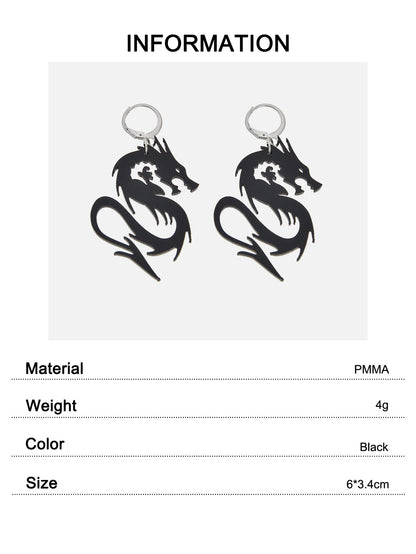 Halloween Acrylic Dragon Dangle Hoop Earring Gothic Spooky Party Cosplay Jewelry-4