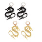 2pairs Hiphop Jewellery Acrylic Black Gold Dragon Drop Earrings Punk Accessories-5