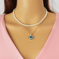 Stylish Golden Chain Layered Imitation Pearl Evil Eye Pendant Necklace Party Daily Jewelry-0