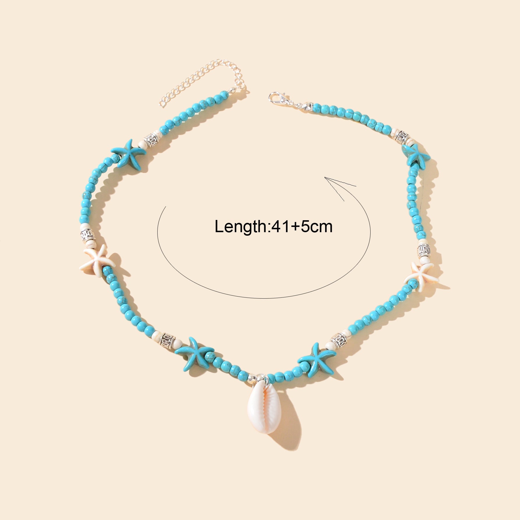 Sweet Jewellery Blue Colour Seed Beads Handmade Starfish Collar Short Necklace-2