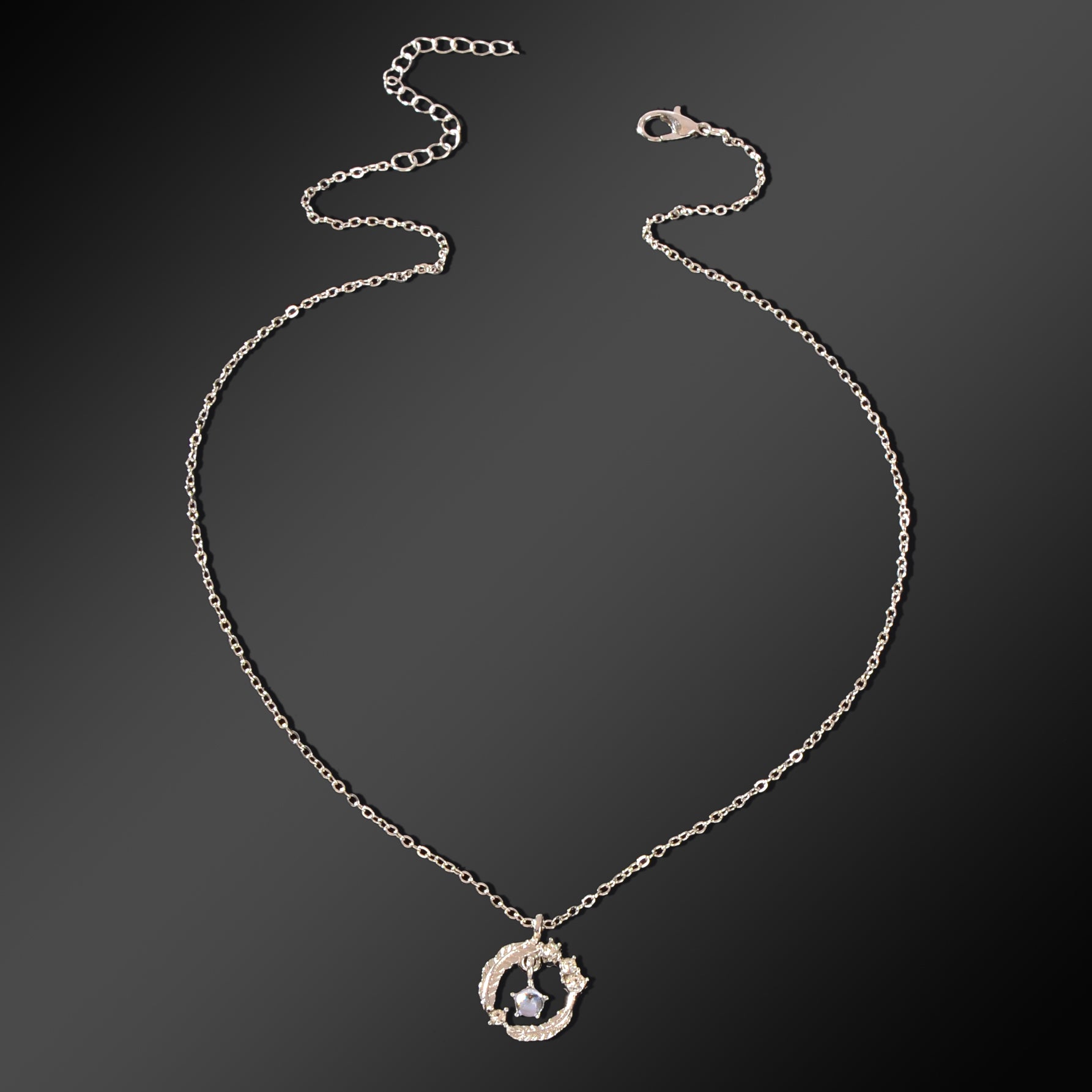 Festival Jewelry Gift Silvery Chain Rhinestone Decor Circle Pendant Necklace for Women-1