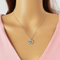 Festival Jewelry Gift Silvery Chain Rhinestone Decor Circle Pendant Necklace for Women-0