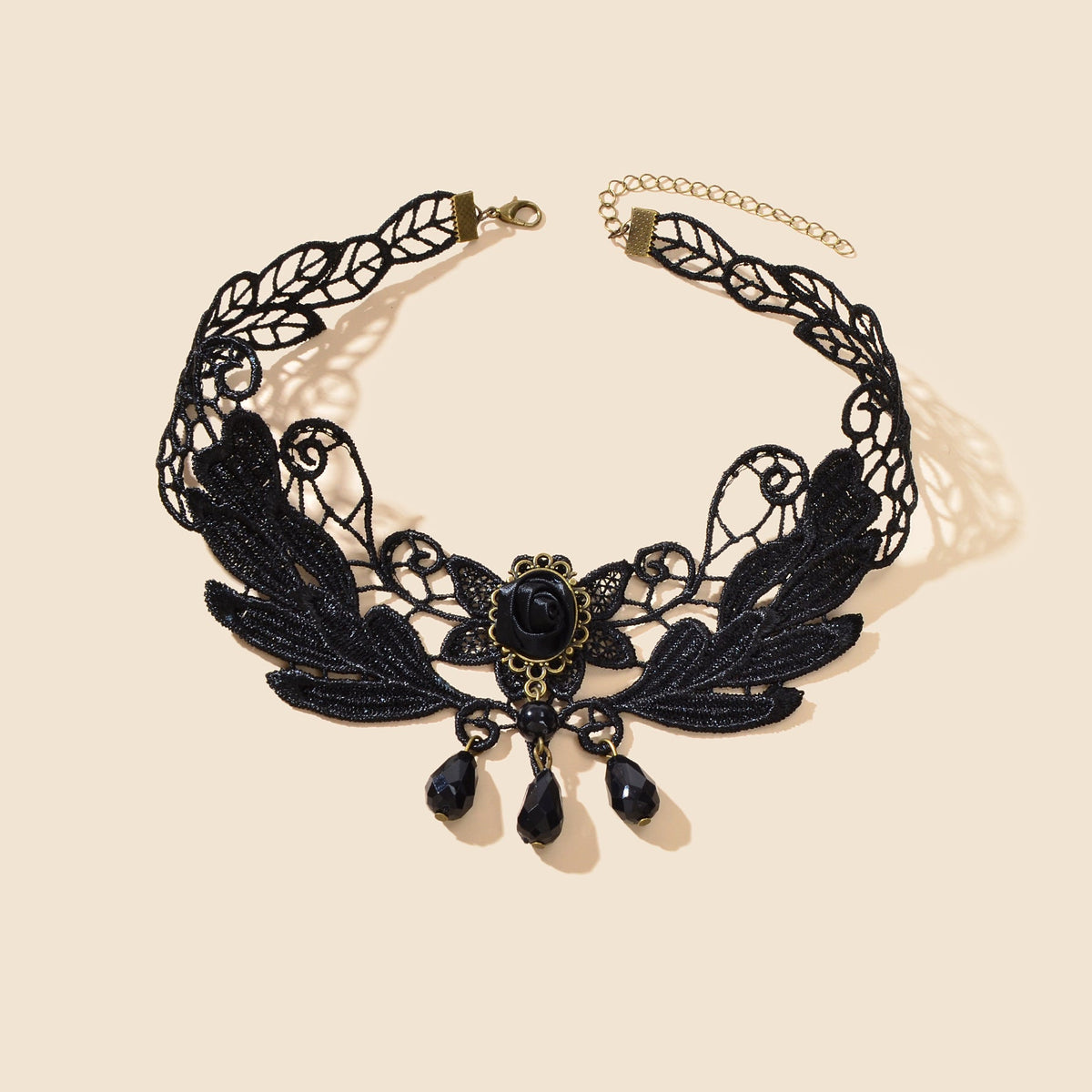 Gothic Black Hollow Tattoo Lace Choker Leaf Flower Collar Necklace Party Cosplay Jewelry-1