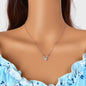 Wedding Bridal Jewelry Silver Bowknot Heart Rhinestone Charm Clavicle Necklace-0