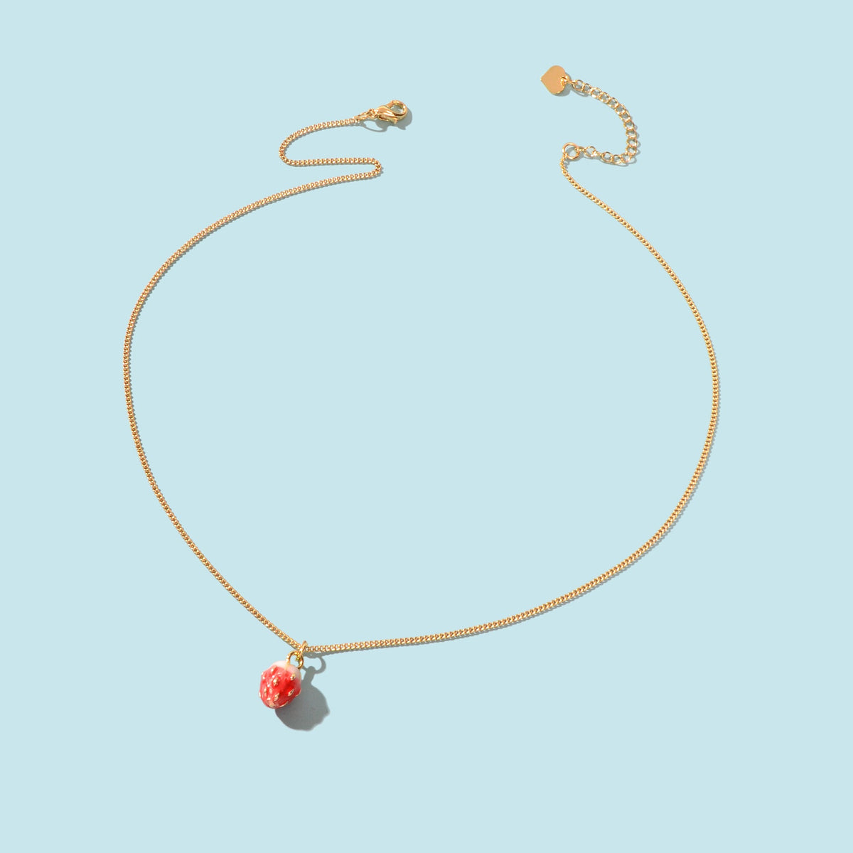 Y2k Gold Chain Red Strawberry Enamel Pendant Necklace Beautiful Fruit Jewellery-3