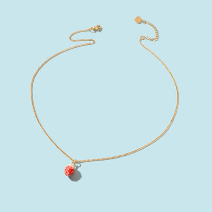 Y2k Gold Chain Red Strawberry Enamel Pendant Necklace Beautiful Fruit Jewellery-3