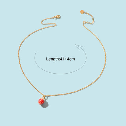 Y2k Gold Chain Red Strawberry Enamel Pendant Necklace Beautiful Fruit Jewellery-4