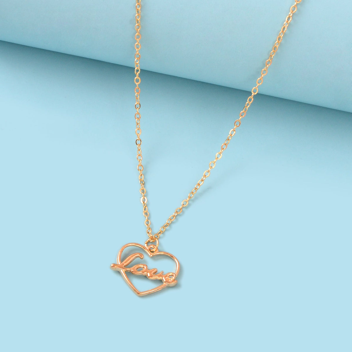 Perfect Wedding Gift Jewellery Gold Chain Heart Letter LOVE Pendant Necklace-1