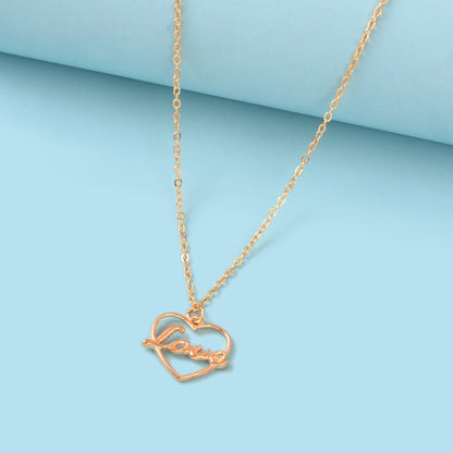 Perfect Wedding Gift Jewellery Gold Chain Heart Letter LOVE Pendant Necklace-1