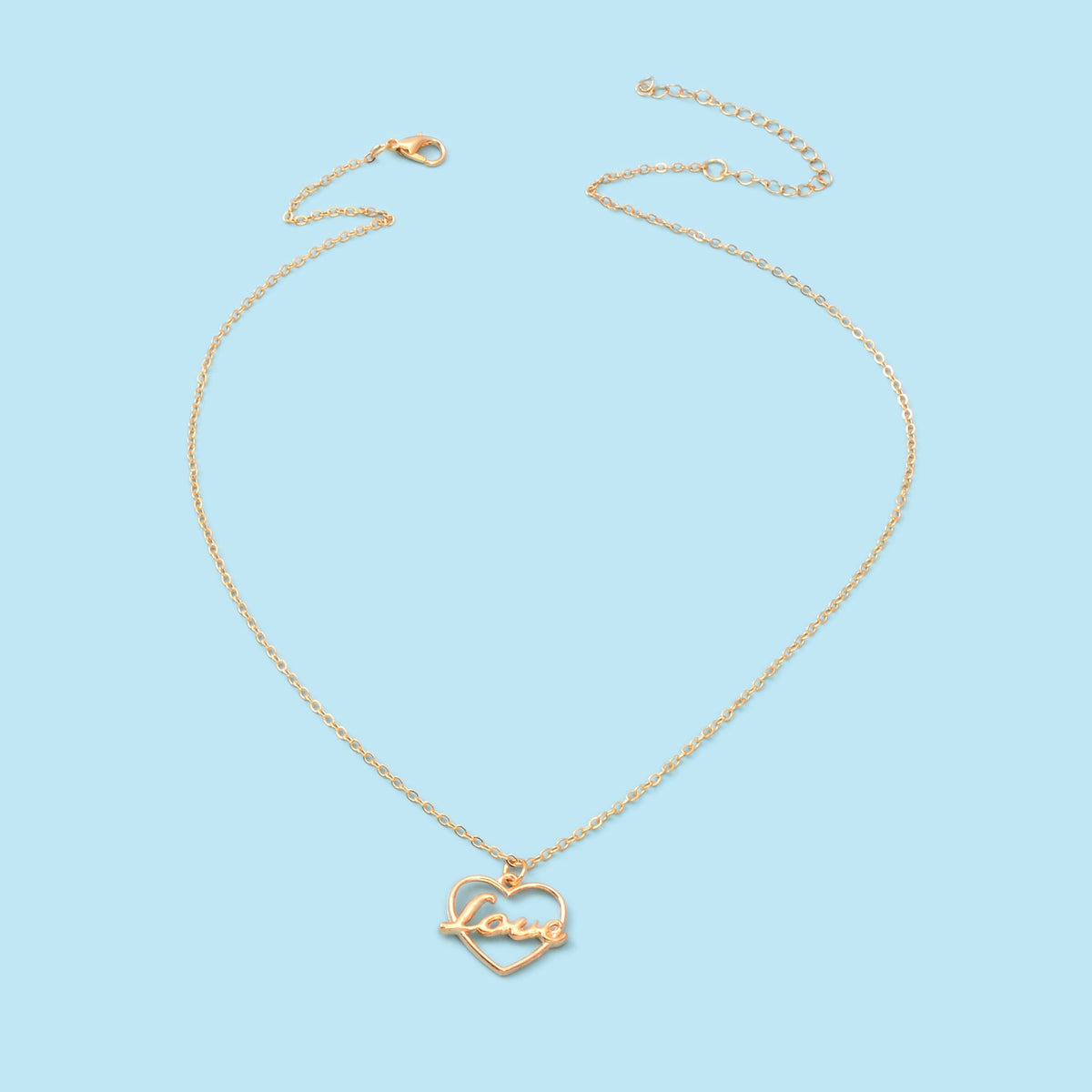 Perfect Wedding Gift Jewellery Gold Chain Heart Letter LOVE Pendant Necklace-2