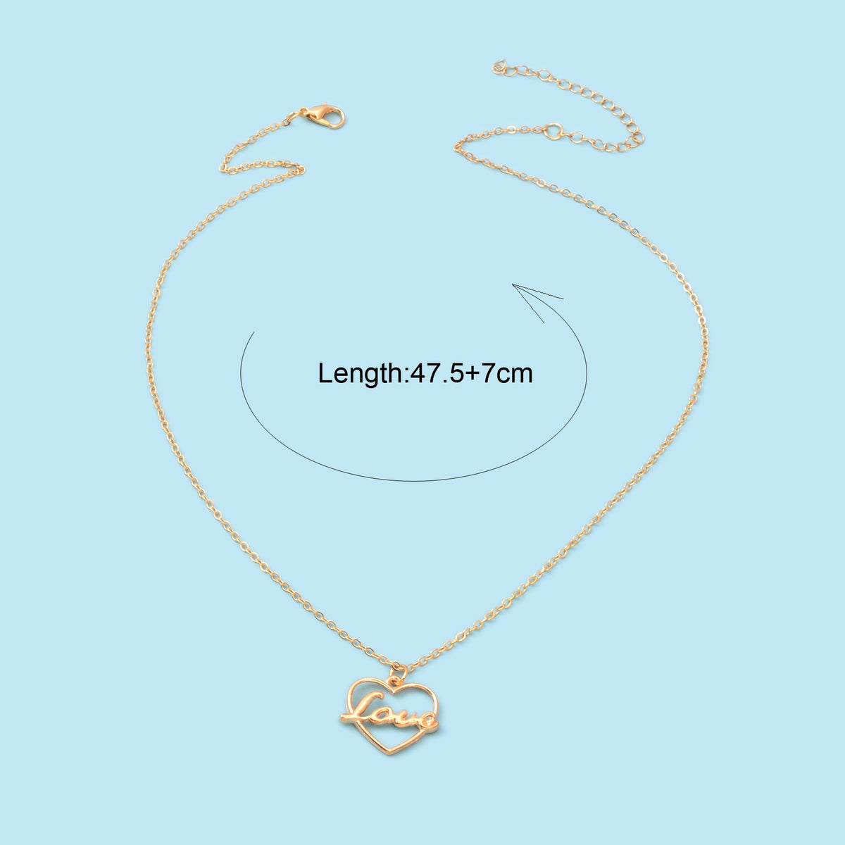 Perfect Wedding Gift Jewellery Gold Chain Heart Letter LOVE Pendant Necklace-3