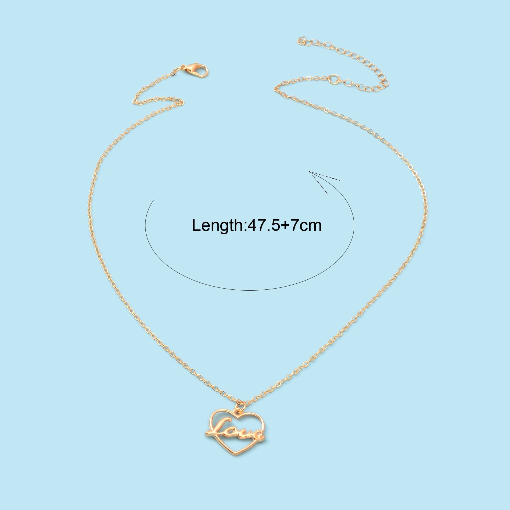 Perfect Wedding Gift Jewellery Gold Chain Heart Letter LOVE Pendant Necklace-3