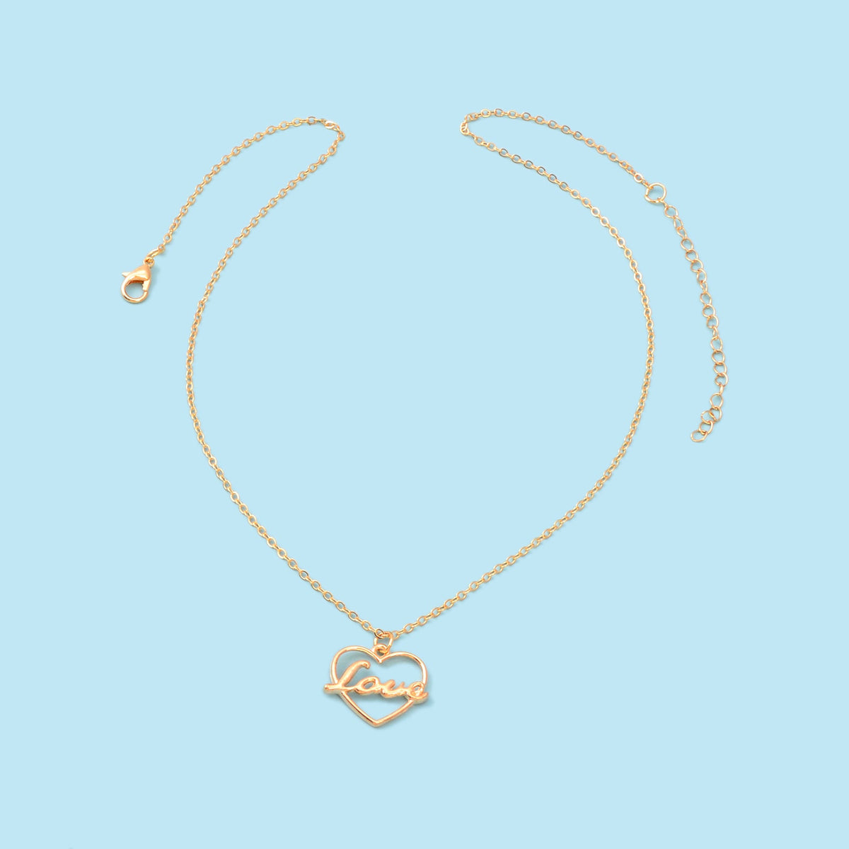 Perfect Wedding Gift Jewellery Gold Chain Heart Letter LOVE Pendant Necklace-4