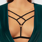 Sexy Body Jewellery Black Elastic Harness Bra Body Chain Rave Body Accessories-0