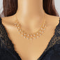 Stylish Party Prom Jewelry Rhinestone Charm Golden Chain Necklace for Women-0
