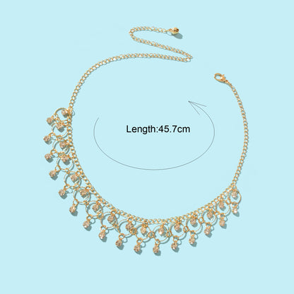 Stylish Party Prom Jewelry Rhinestone Charm Golden Chain Necklace for Women-3