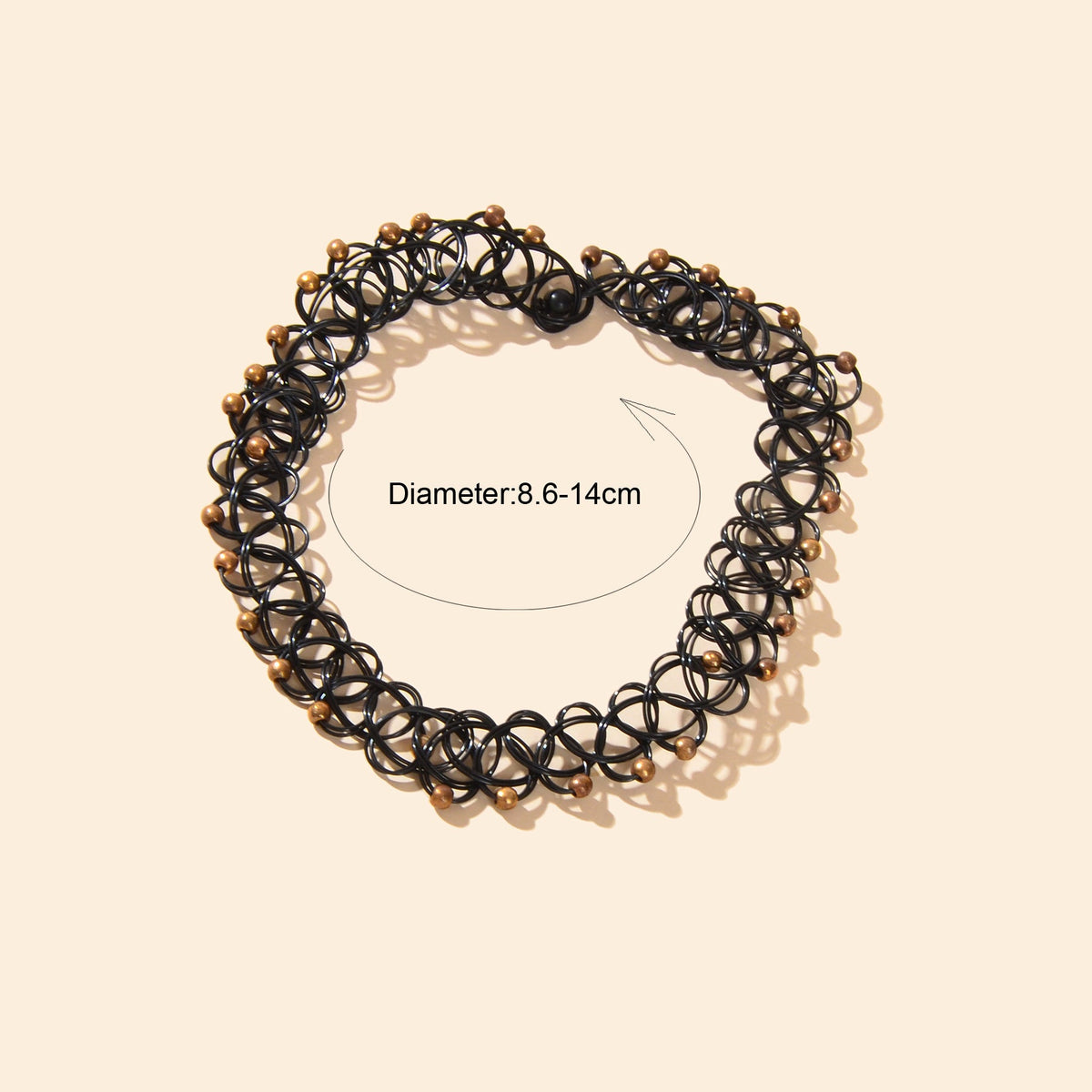 Trendy Accessories Golden Beads Decor Black Hollow Elastic Tattoo Choker Necklace-3