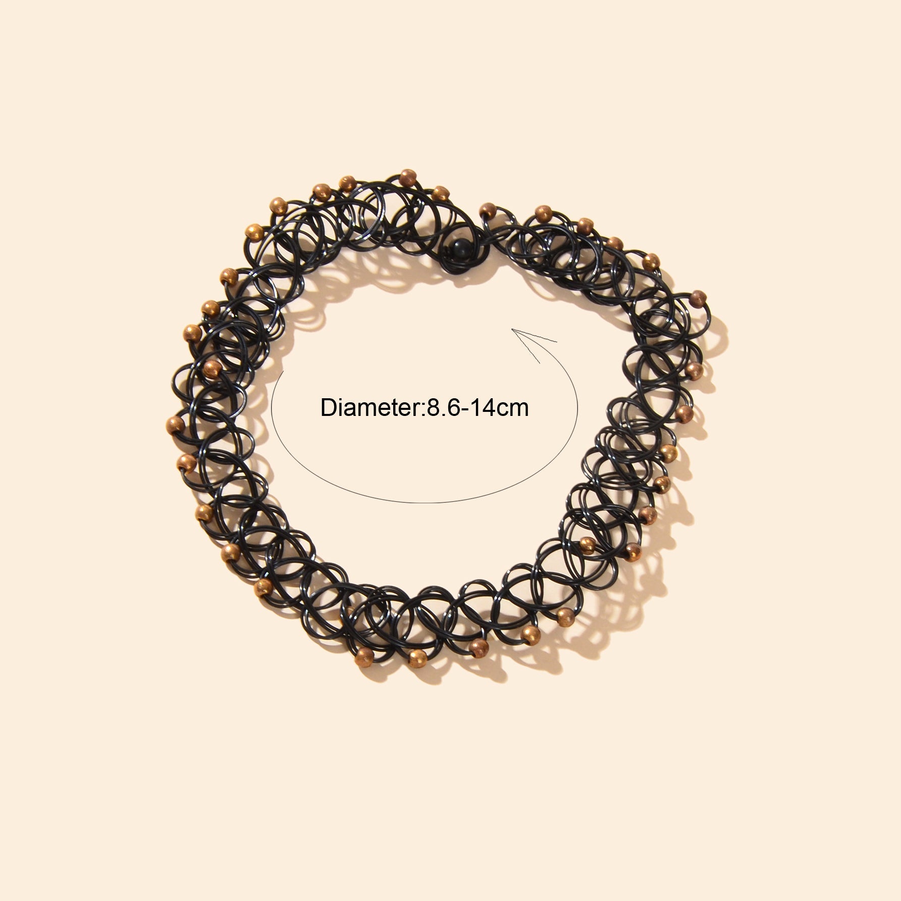 Trendy Accessories Golden Beads Decor Black Hollow Elastic Tattoo Choker Necklace-3