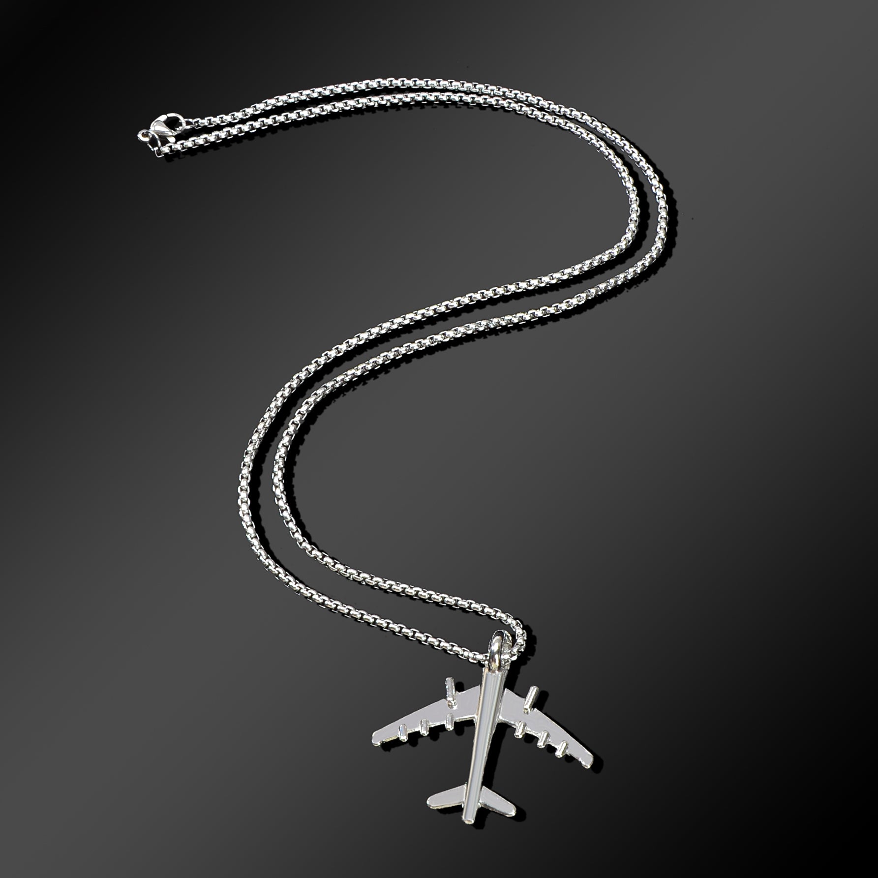 Hip Hop Style Men Jewellery Long Chain Stainless Steel Plane Pendant Necklace-2