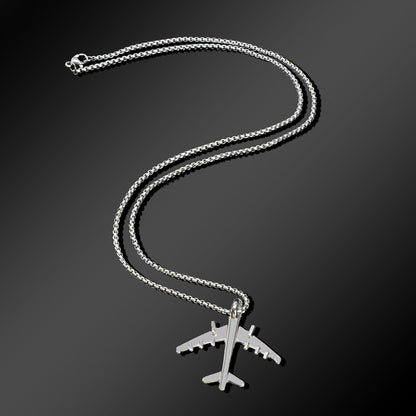 Hip Hop Style Men Jewellery Long Chain Stainless Steel Plane Pendant Necklace-2