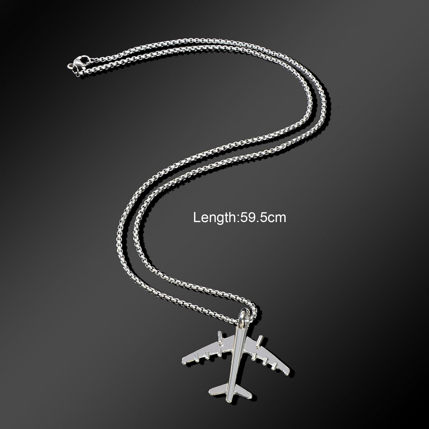 Hip Hop Style Men Jewellery Long Chain Stainless Steel Plane Pendant Necklace-3