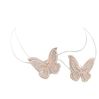 Double Layer Transparent Cord Lace Butterfly Choker Necklace Women Collar Gift-4