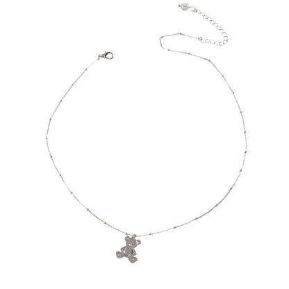 Lovely Jewellery Silver Chain Cute Bear Pendant Necklace Women Vivid Accessories-3