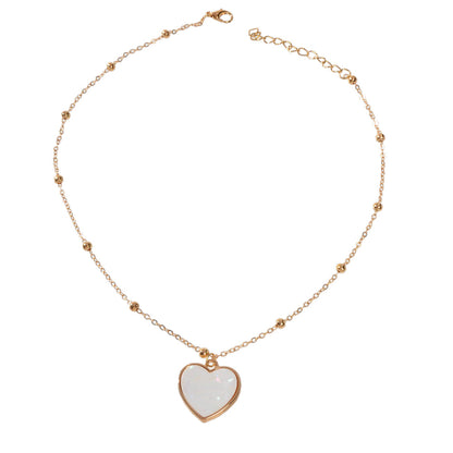 Gold Chain White Love Heart Pendant Lover Necklace Party Jewellery Friends Gift-3