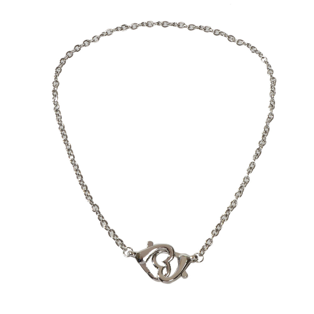 Party Decoration Women Silver Lock Heart Charm Necklace Teens Girl Trendy Collar-3