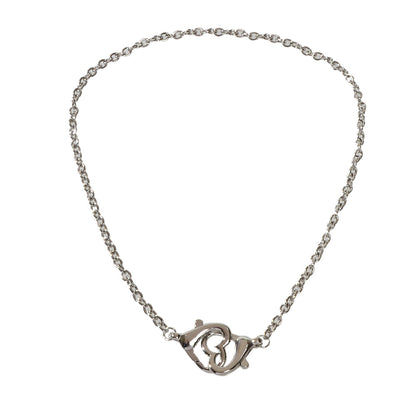 Party Decoration Women Silver Lock Heart Charm Necklace Teens Girl Trendy Collar-3